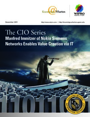 The cover of the PDF of The CIO Series: Manfred Immitzer of Nokia Siemens Networks Enables Value Creation via IT Special Report