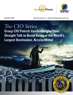 The cover of the PDF of The CIO Series: Group CIO Patrick Vandenberghe Uses Straight Talk to Boost Value at ArcelorMittal Special Report