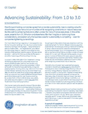The cover of the PDF of Advancing Sustainability — from 1.0 to 3.0 Special Report