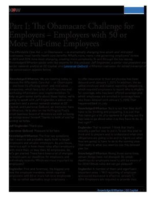 The cover of the PDF of Part I: The Obamacare Challenge for Employers Special Report