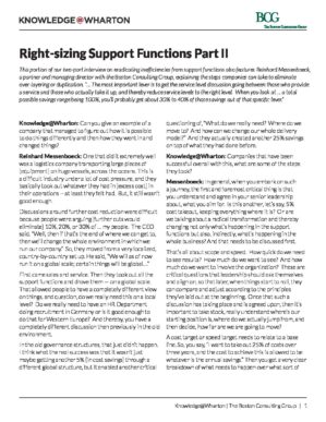 The cover of the PDF of Right-sizing Support Functions Part II Special Report
