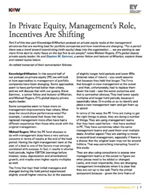 The cover of the PDF of In Private Equity, Management’s Role, Incentives Are Shifting Special Report