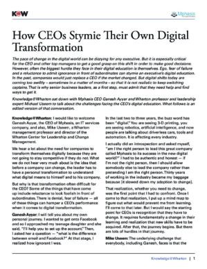 The cover of the PDF of How CEOs Stymie Their Own Digital Transformation Special Report