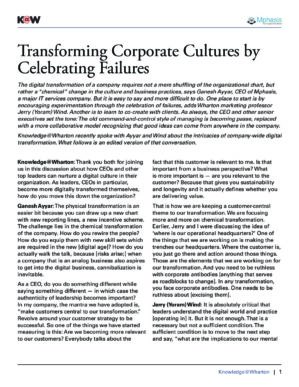 The cover of the PDF of Transforming Corporate Cultures by Celebrating Failures Special Report