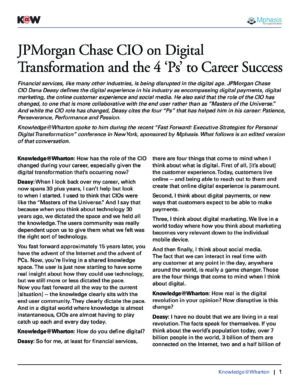 The cover of the PDF of JPMorgan Chase CIO on Digital Transformation and the 4 ‘Ps’ to Career Success Special Report