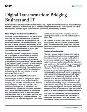 The cover of the PDF of Digital Transformation: Bridging Business and IT Special Report