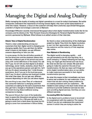 The cover of the PDF of Managing the Digital and Analog Duality Special Report