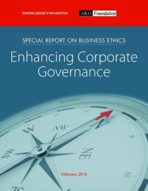 The cover of the PDF of Special Report on Business Ethics: Enhancing Corporate Governance Special Report