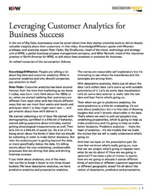 The cover of the PDF of Leveraging Customer Analytics for Business Success Special Report