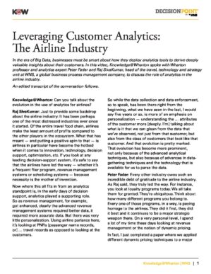 The cover of the PDF of Leveraging Customer Analytics: The Airline Industry Special Report