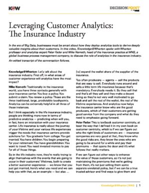 The cover of the PDF of Leveraging Customer Analytics: The Insurance Industry Special Report