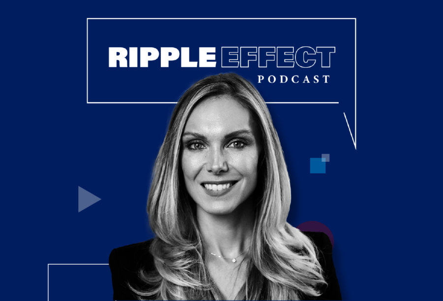 Headshot of Christina Skinner in front of Ripple Effect podcast logo for her episode on What role should the federal reserve play in the economy?