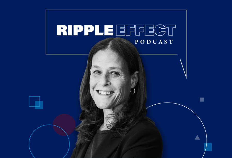 Headshot of Barbara Kahn in front of Ripple Effect podcast logo for her episode on How Retail Stores Compete With Amazon