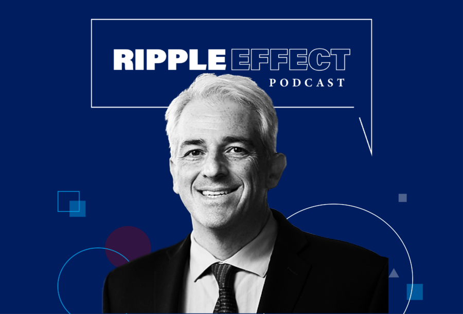 Headshot of Itay Goldstein in front of Ripple Effect podcast logo for his episode on How Inflation Affects Consumer Spending