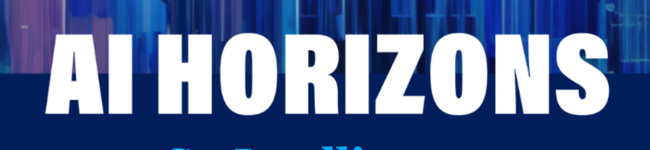 Promotional graphic for the Wharton Webinar Series featuring "AI Horizons" with the theme of "Co-Intelligence" against a digital, abstract blue background.