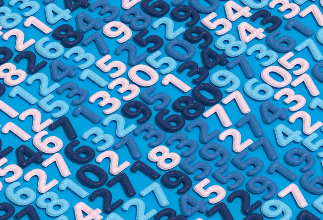 Illustration of colorful numbers on a blue background to show how numbers drive behavioral decision-making