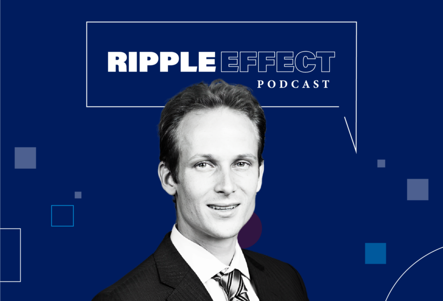 Headshot of Arthur van Benthem in front of Ripple Effect podcast logo for his episode on unlocking green tech at home with real-time electricity pricing