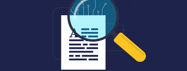 Illustration of a magnifying glass hovering over text on a page and revealing circuit board traces. Can we still detect AI-generated content?