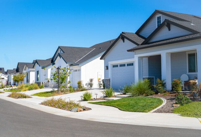 Row of single story suburban homes