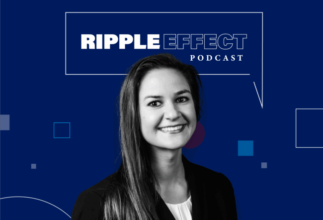 Headshot of Marissa Sharif in front of Ripple Effect podcast logo