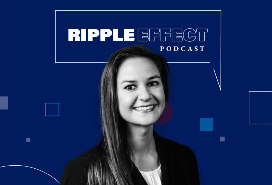 Headshot of Marissa Sharif in front of Ripple Effect podcast logo