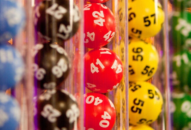 Colorful lottery balls in tubes