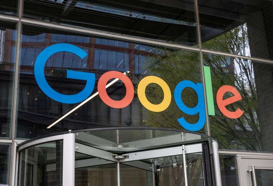 Google logo on the glass facade of a building