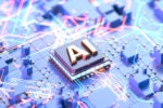 3d illustration of a colorful circuit board with a chip in the center that reads 
