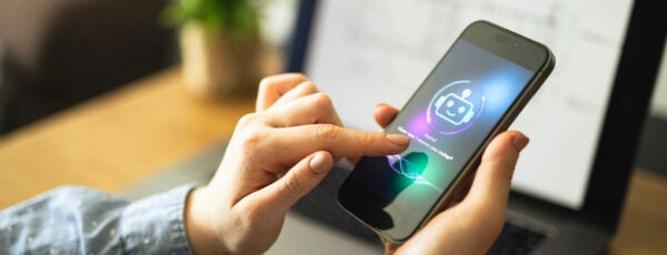 Person using an AI chatbot on their phone