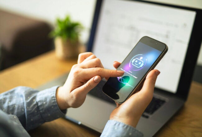 Person using an AI chatbot on their phone
