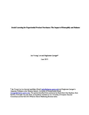The cover of the PDF of “Social Learning for Experiential Product Purchases: The Impact of Homophily and Balance” Special Report